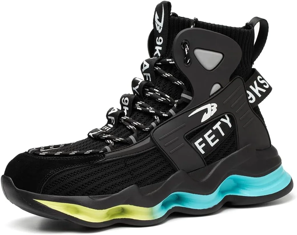 Fiedaz Steel Toe Work Shoes for Men Breathable High Top Sneakers Lightweight Puncture-Proof Safety Boots Industries Construction Work Boots
