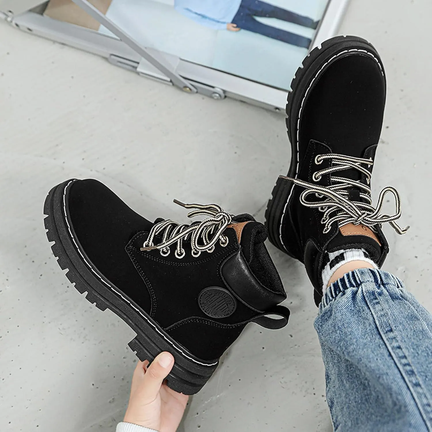 FLIOZY Kids Ankle Boots Boys Fashion Lace Up Work Boots Outdoor Comfort Combat Boots
