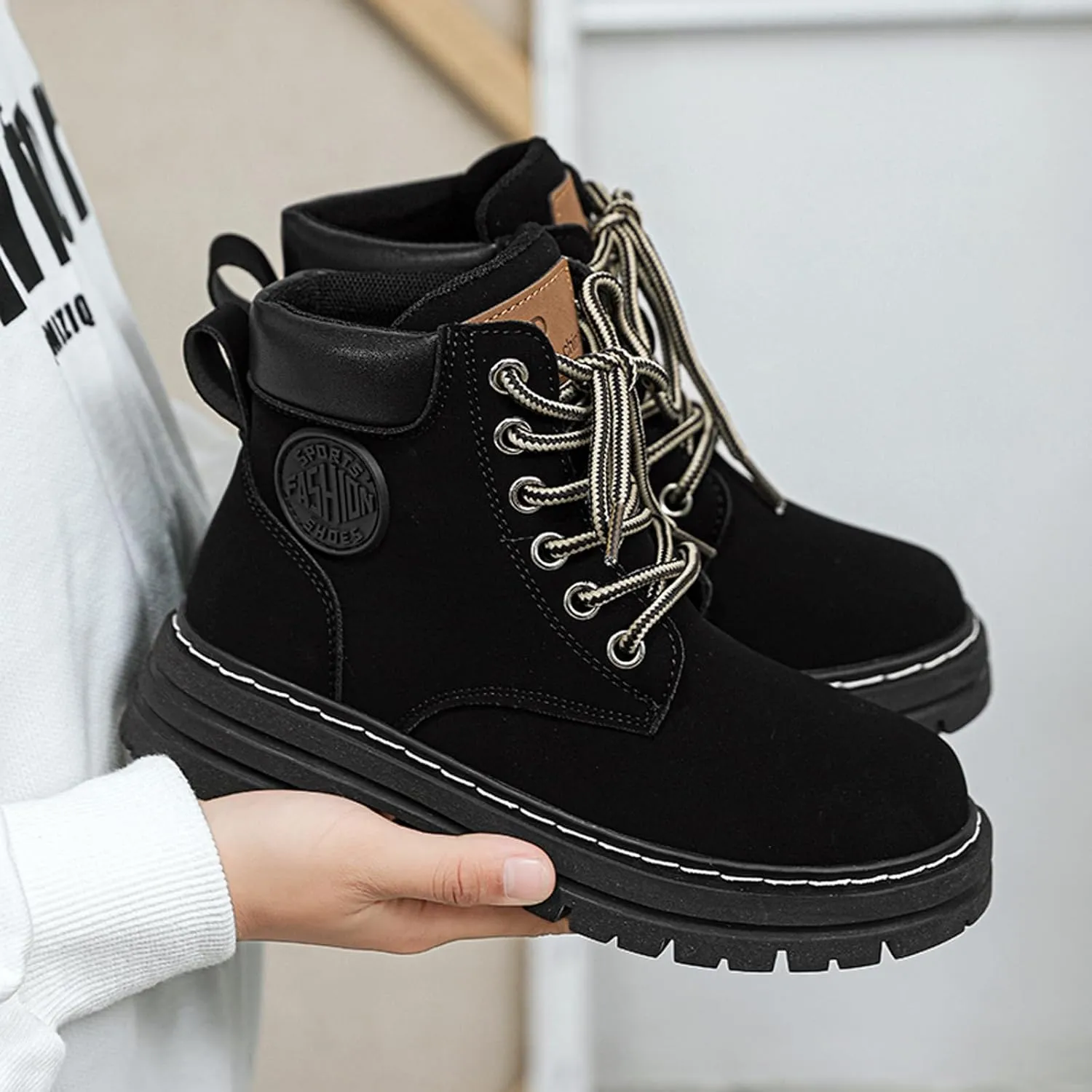 FLIOZY Kids Ankle Boots Boys Fashion Lace Up Work Boots Outdoor Comfort Combat Boots
