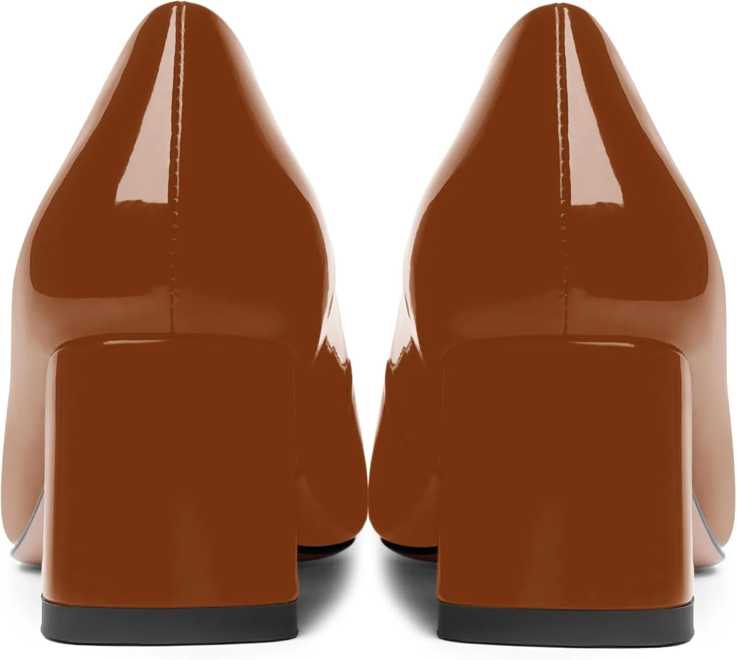FOGEENA Womens Fashion Comfortable Square Toe Slip On Patent Leather Evening Chunky Low Heel Pumps Dress Shoes 2.2 Inch