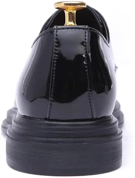 Formal Dress Shoes for Men Lace Up Pointed Toe Vegan Leather Shiny Derby Shoes Slip Resistant Block Heel Anti-Slip Non Slip Low Top Business