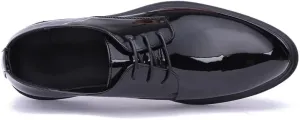 Formal Dress Shoes for Men Lace Up Pointed Toe Vegan Leather Shiny Derby Shoes Slip Resistant Block Heel Anti-Slip Non Slip Low Top Business