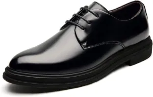 Formal Shoes Dress Oxford for Men Lace Up Derby Shoes Round Toe Vegan Leather Resistant Non Slip Low Top Block Heel Wedding (Color : Black, Size : 8)