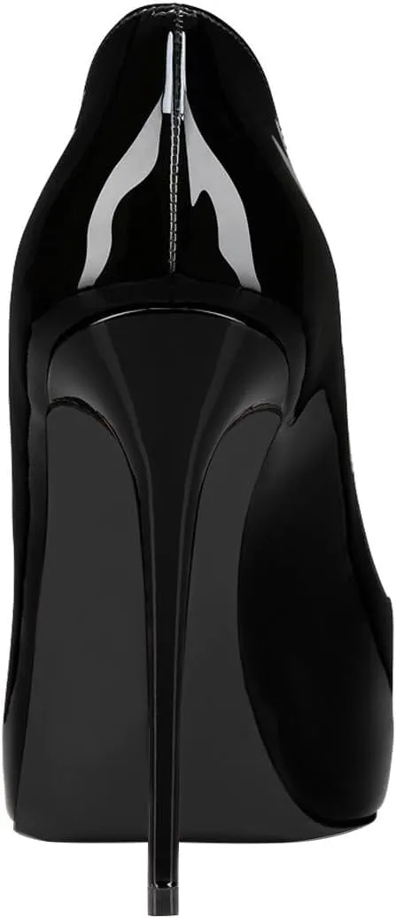 FSJ Women Classic Peep Toe Platform Pumps Sexy Stiletto High Heels Slip On Patent Leather Basic Pumps Wedding Party Dress Shoes Size 4-16 US