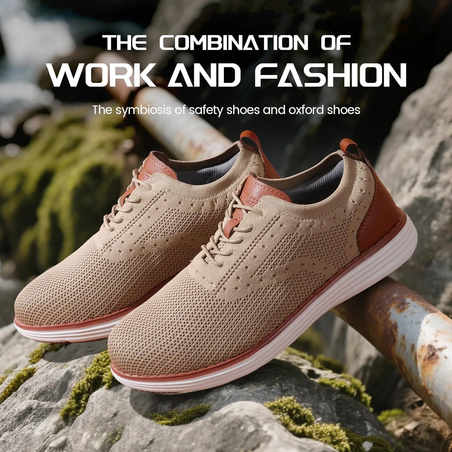Furuian Steel Toe Shoes for Men Safety Shoes for Men Casual Dress Work Sneakers Lightweight Steel Toe Work Sneakers Comfortable Safety Tennis Oxfords