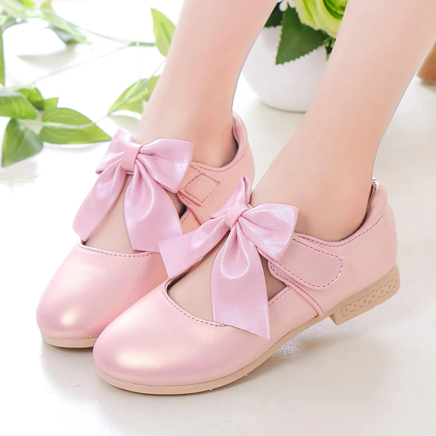Girls Mary Jane Dress Shoes Bows Flower Toddler Wedding Church Shoes Low Heels Toddler Little Kids Pump Shoes