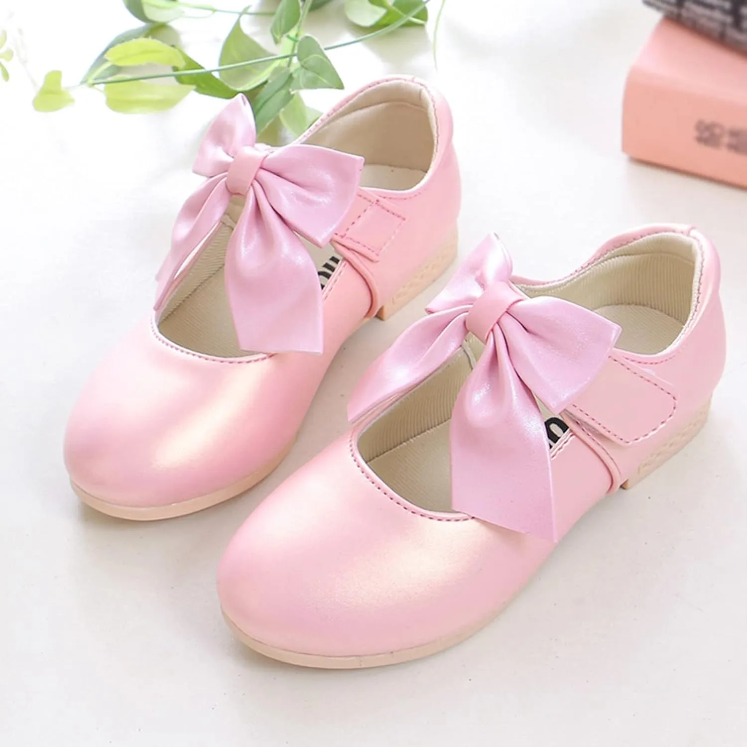 Girls Mary Jane Dress Shoes Bows Flower Toddler Wedding Church Shoes Low Heels Toddler Little Kids Pump Shoes