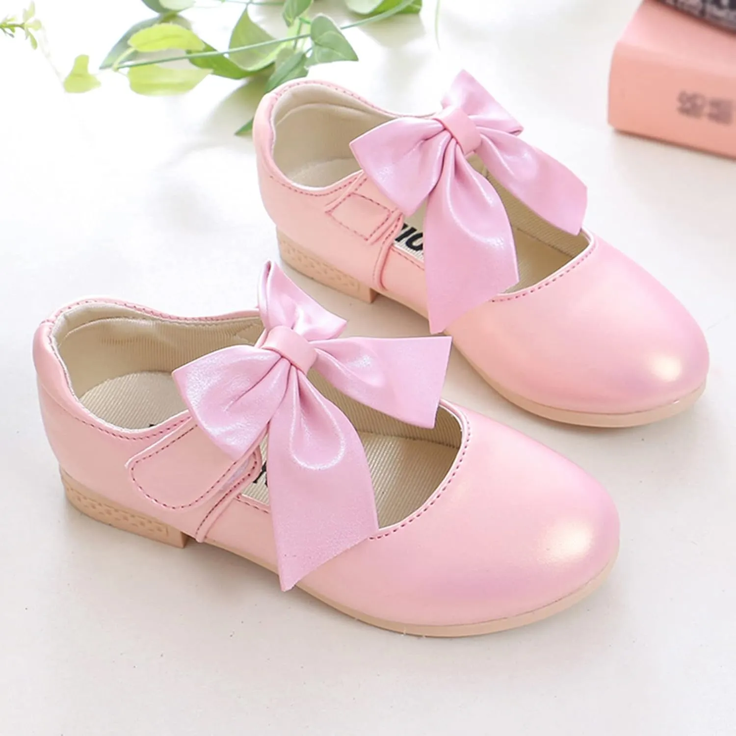 Girls Mary Jane Dress Shoes Bows Flower Toddler Wedding Church Shoes Low Heels Toddler Little Kids Pump Shoes