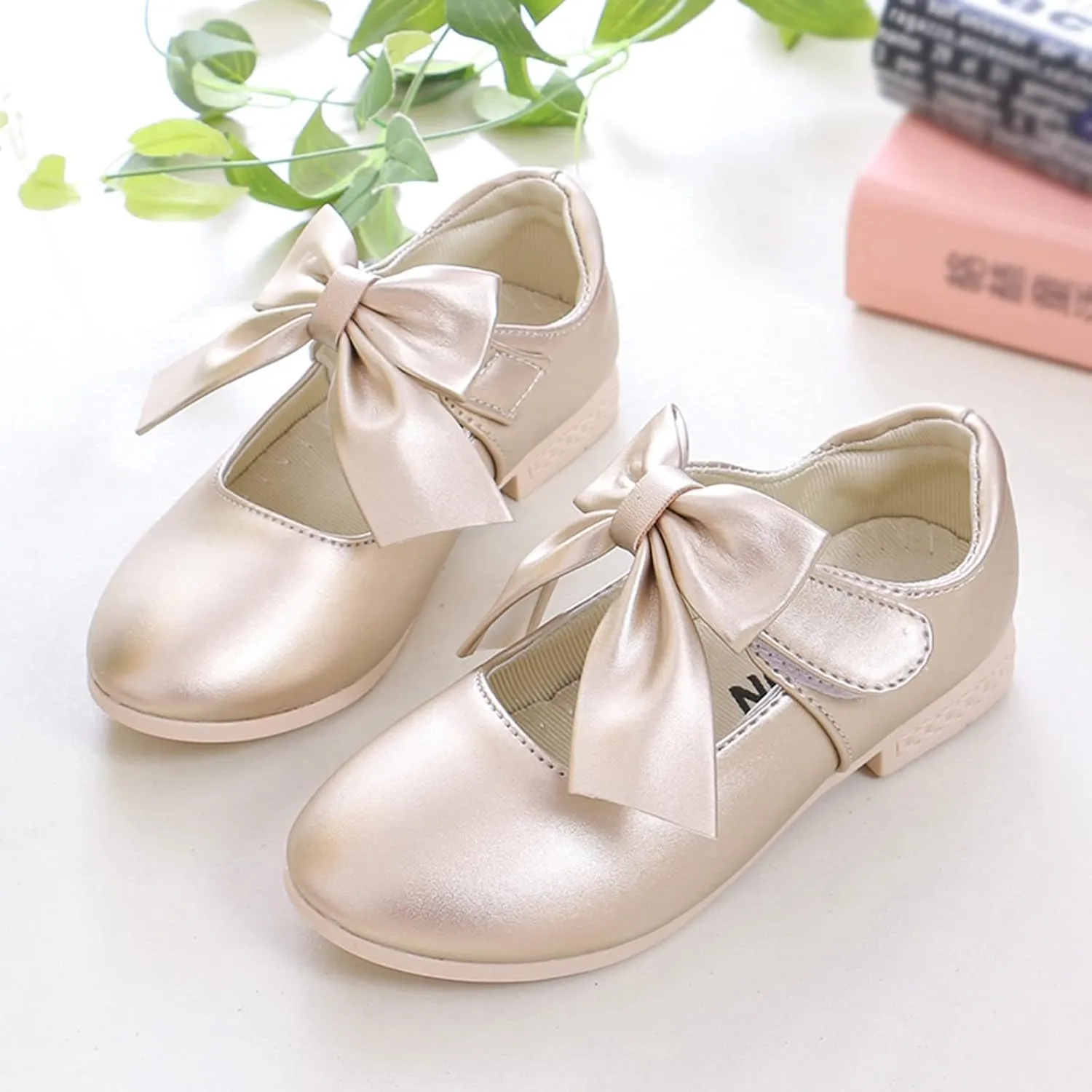 Girls Mary Jane Dress Shoes Bows Flower Toddler Wedding Church Shoes Low Heels Toddler Little Kids Pump Shoes