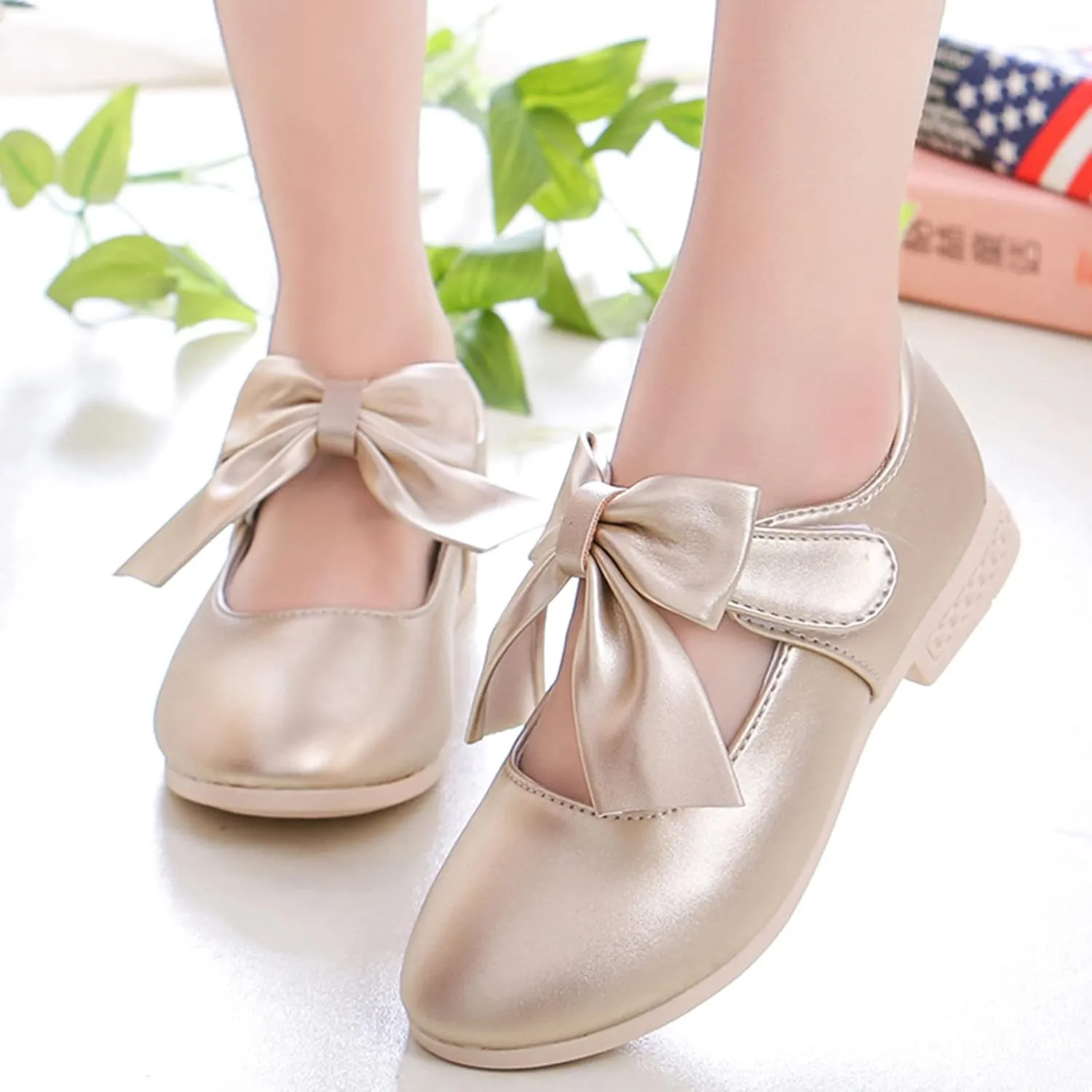 Girls Mary Jane Dress Shoes Bows Flower Toddler Wedding Church Shoes Low Heels Toddler Little Kids Pump Shoes