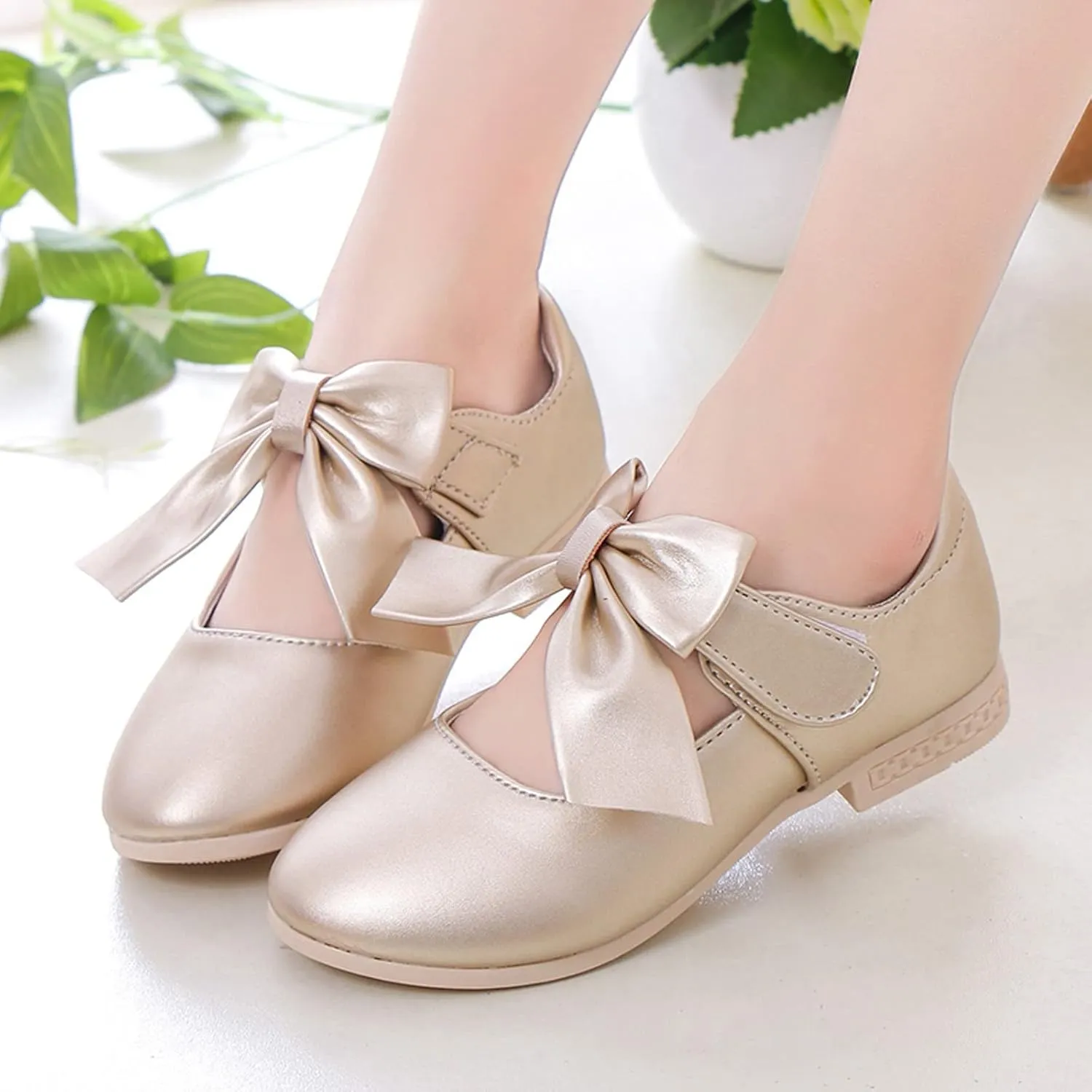 Girls Mary Jane Dress Shoes Bows Flower Toddler Wedding Church Shoes Low Heels Toddler Little Kids Pump Shoes