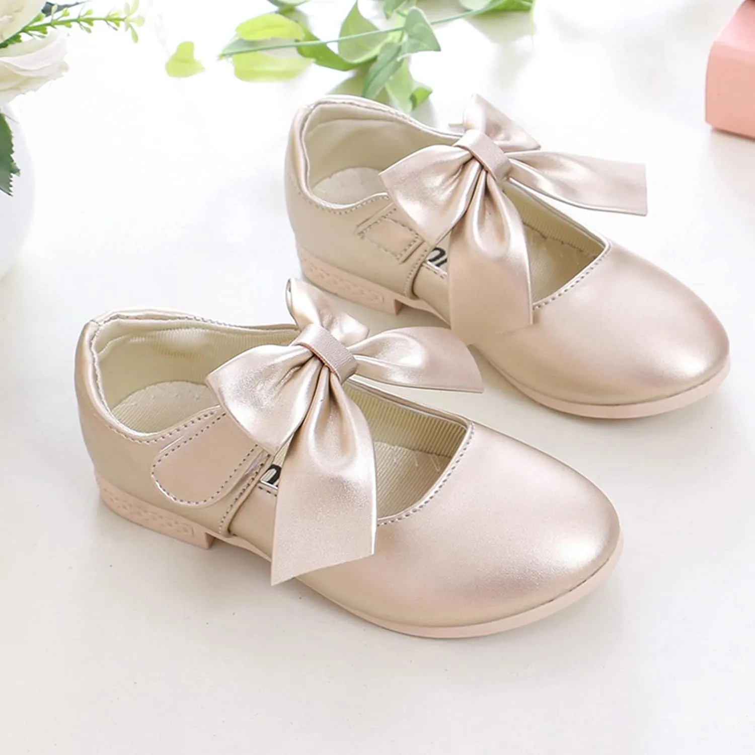Girls Mary Jane Dress Shoes Bows Flower Toddler Wedding Church Shoes Low Heels Toddler Little Kids Pump Shoes