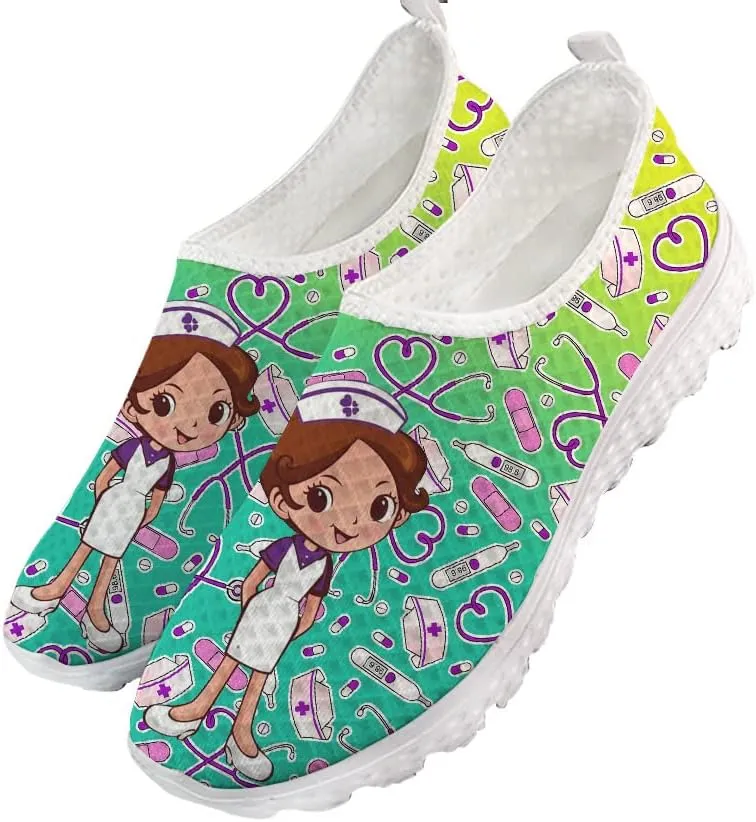Gradient Medical Nurse Shoes for Womens Breathable Running Shoes Mesh Comfortable Walking Tennis Shoes Slip On Flats Loafers