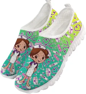 Gradient Medical Nurse Shoes for Womens Breathable Running Shoes Mesh Comfortable Walking Tennis Shoes Slip On Flats Loafers