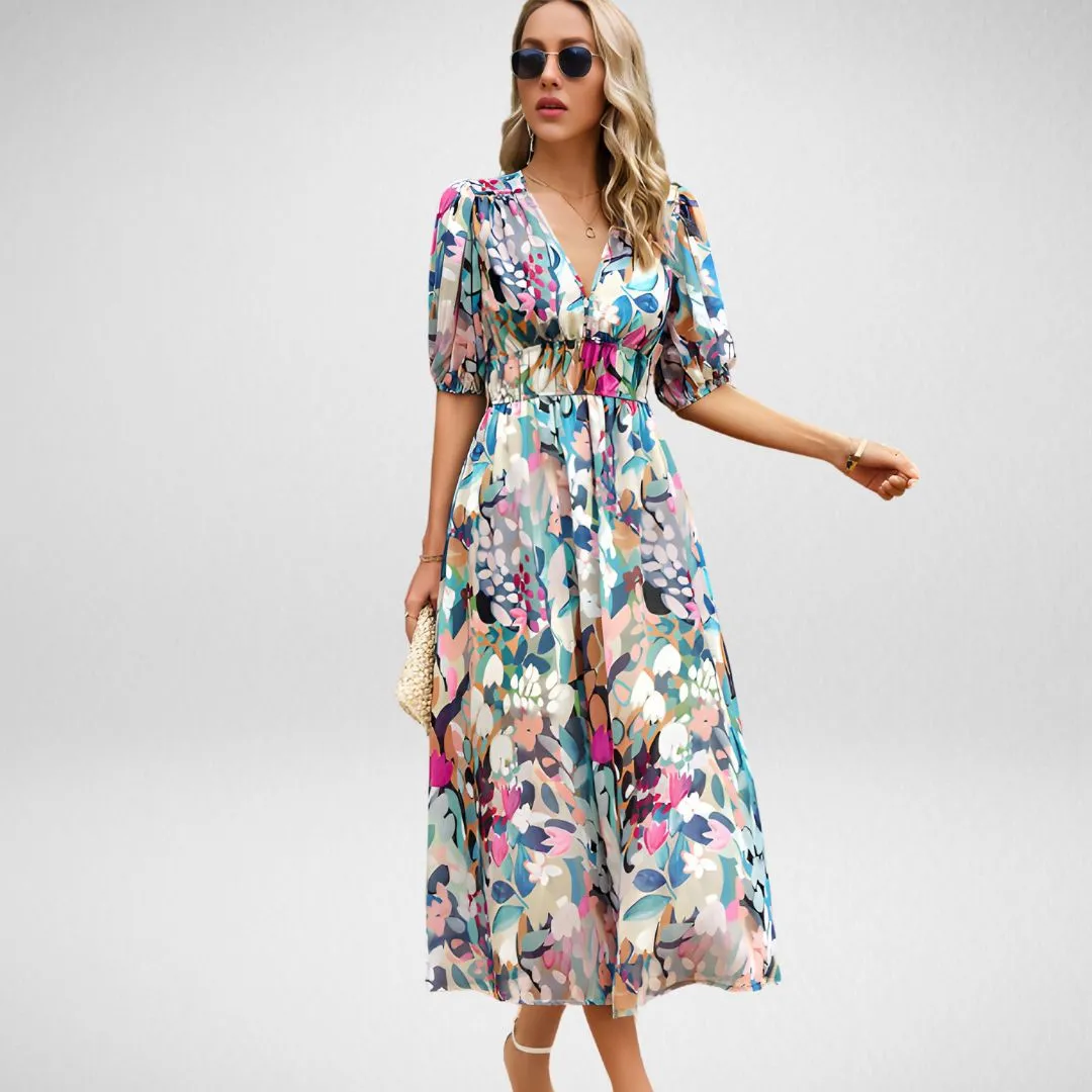 Hanna | Radiant V-Neck Elegance Dress