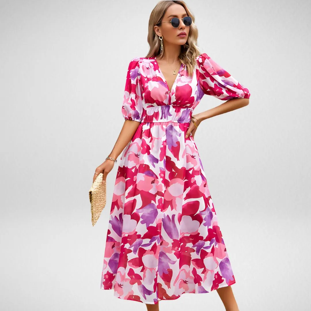 Hanna | Radiant V-Neck Elegance Dress