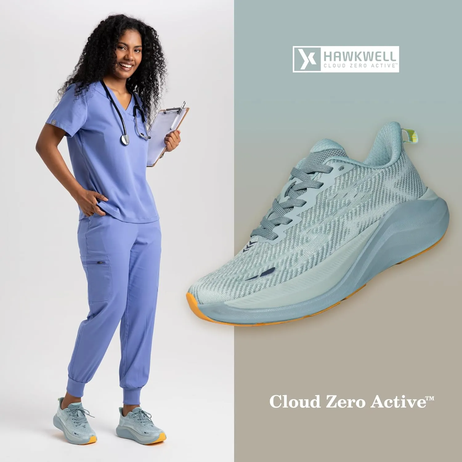 Hawkwell Women's Cloud Zero Active Nursing Shoes Cushion Breathable Tennis Walking Gym Medical Work Sneakers