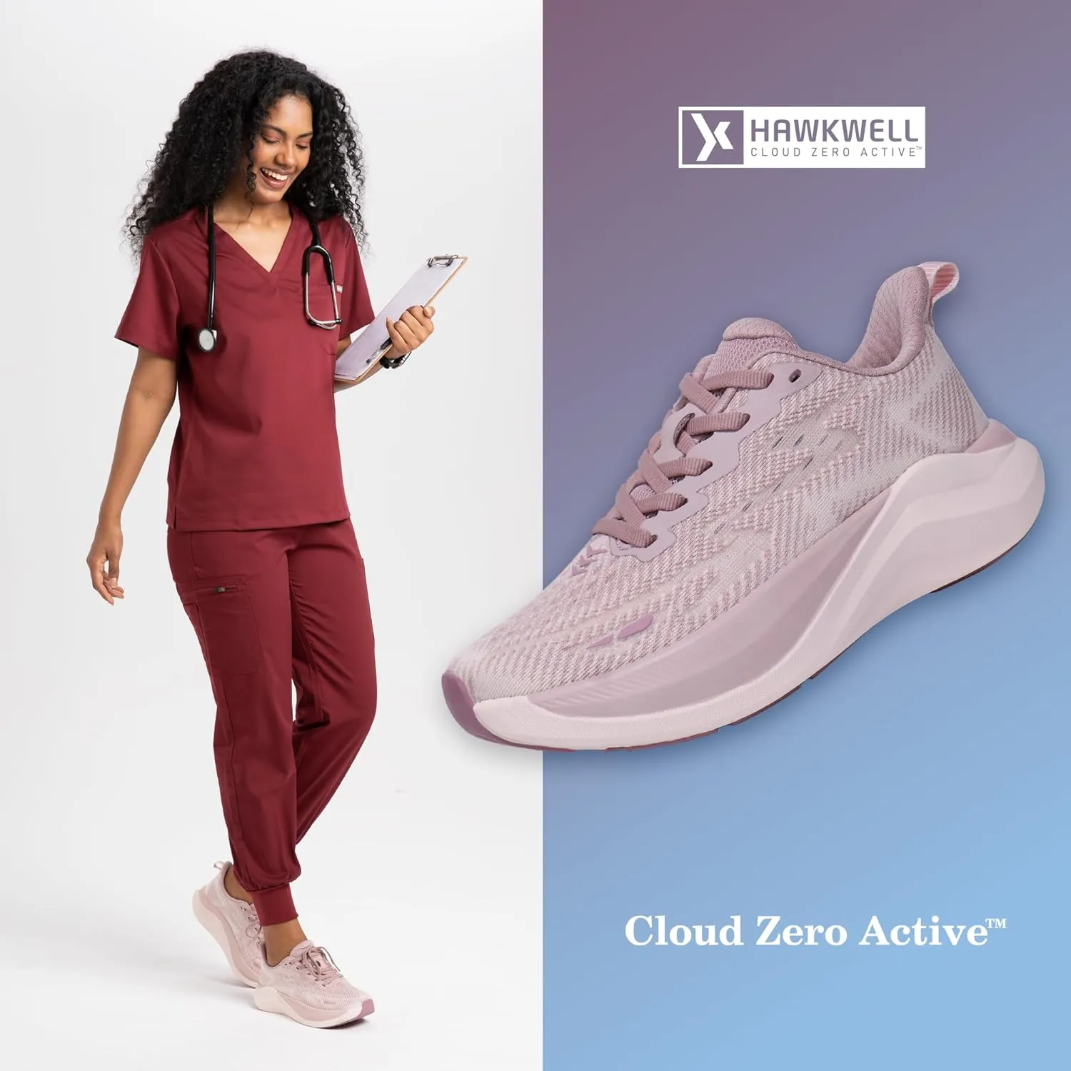 Hawkwell Women's Cloud Zero Active Nursing Shoes Cushion Breathable Tennis Walking Gym Medical Work Sneakers