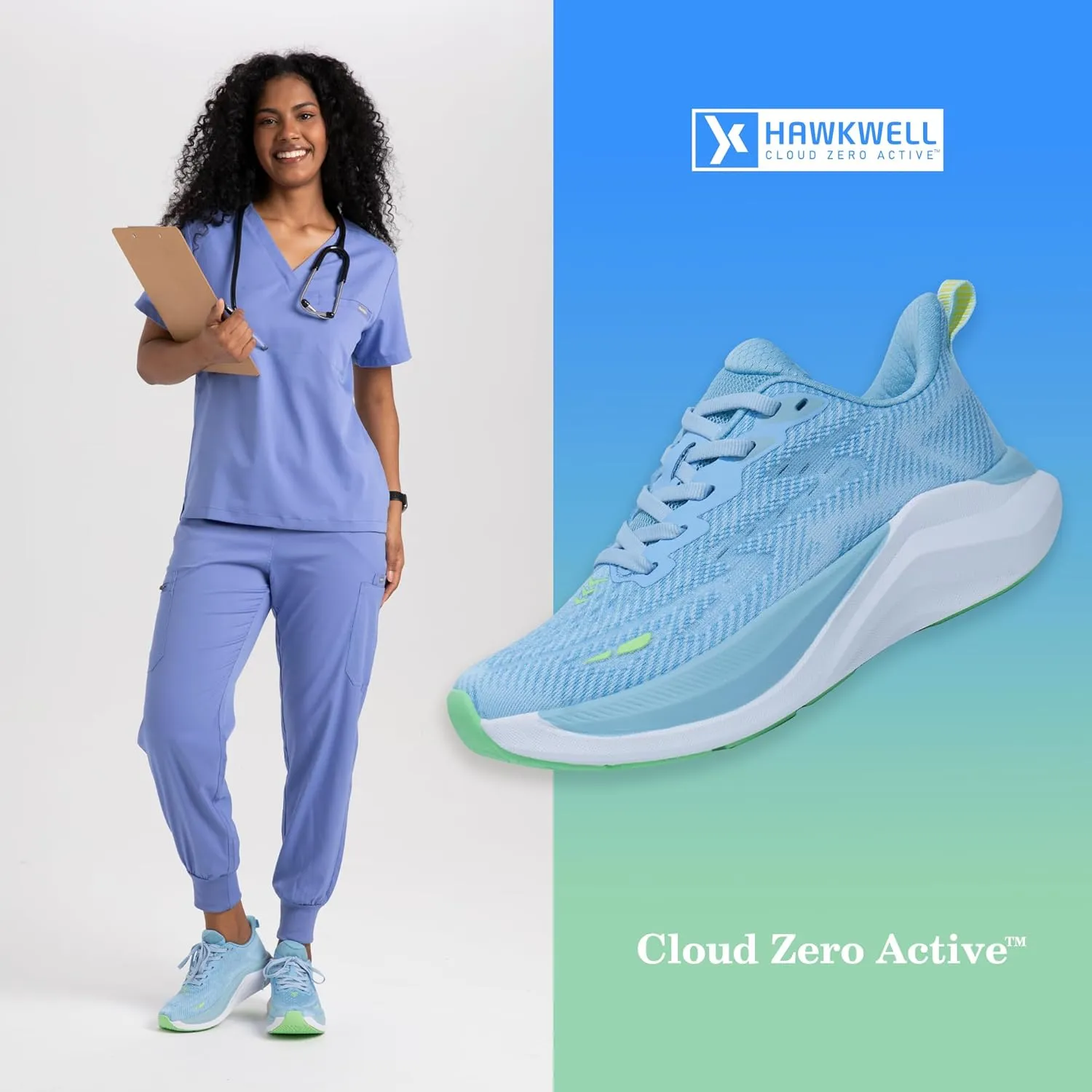 Hawkwell Women's Cloud Zero Active Nursing Shoes Cushion Breathable Tennis Walking Gym Medical Work Sneakers
