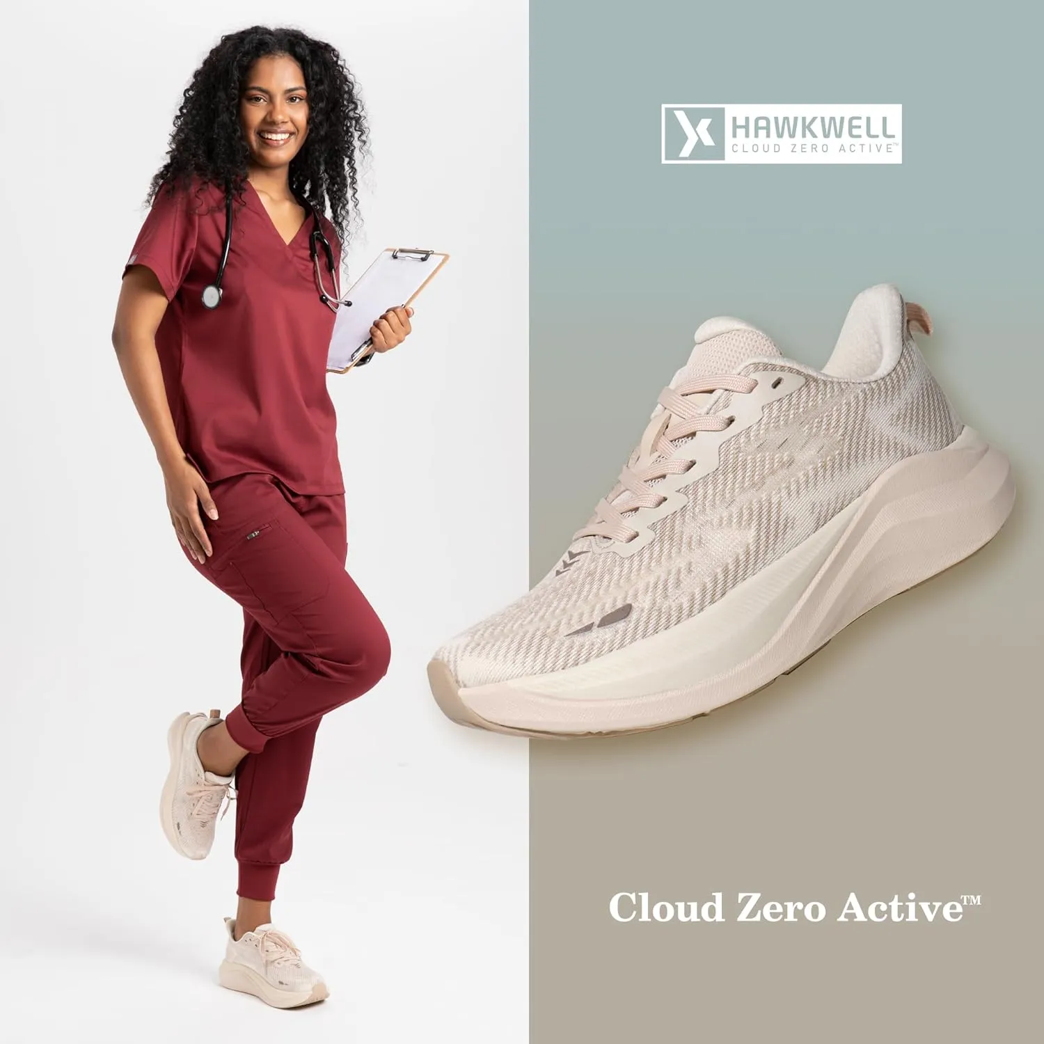 Hawkwell Women's Cloud Zero Active Nursing Shoes Cushion Breathable Tennis Walking Gym Medical Work Sneakers