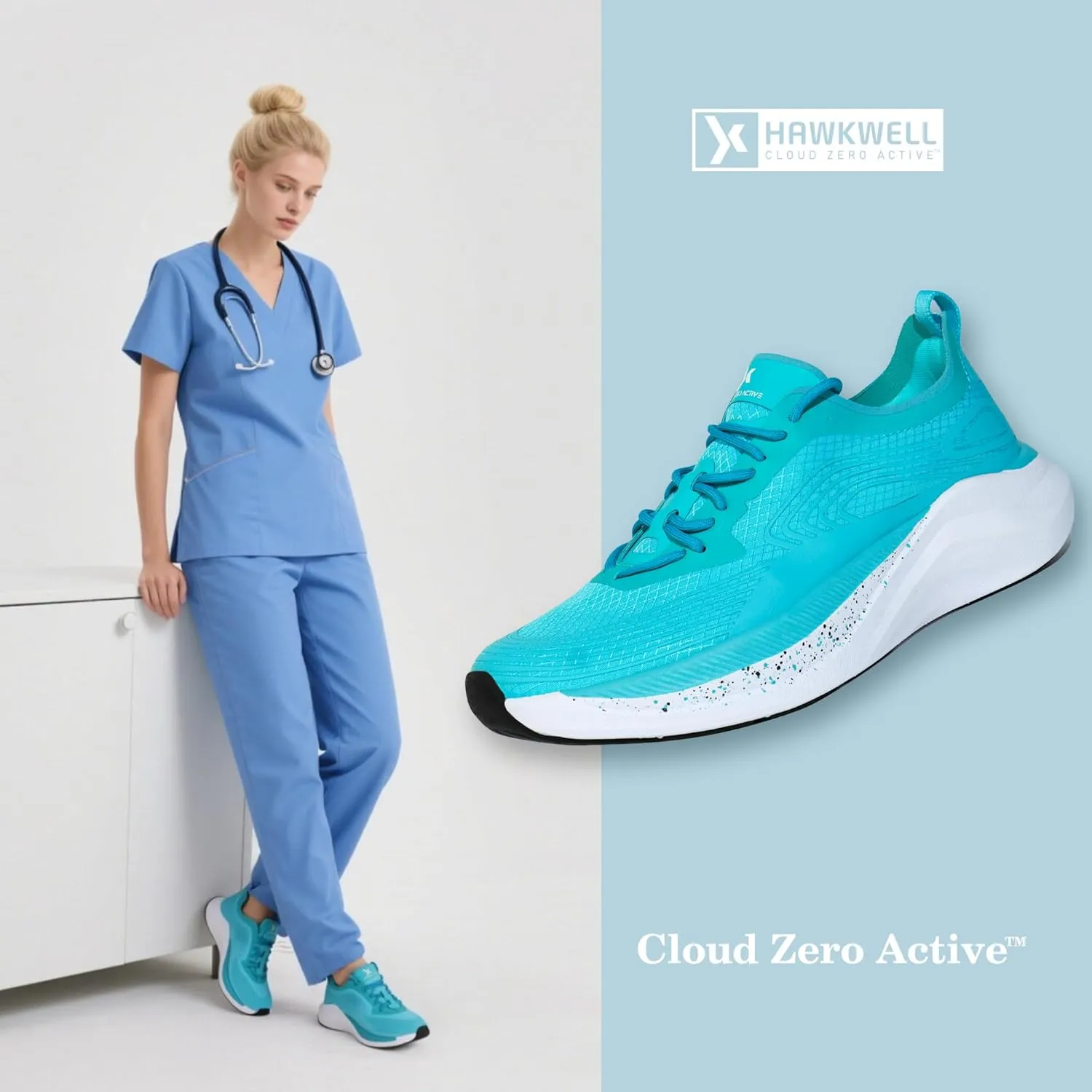 Hawkwell Women's Cloud Zero Active Nursing Shoes Cushion Breathable Walking Running Tennis Workout Slip Resistant Medical Work Sneakers