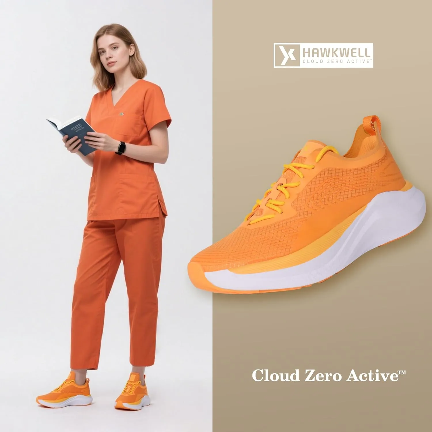 Hawkwell Women's Cloud Zero Active Nursing Shoes Cushion Breathable Walking Running Tennis Workout Slip Resistant Medical Work Sneakers