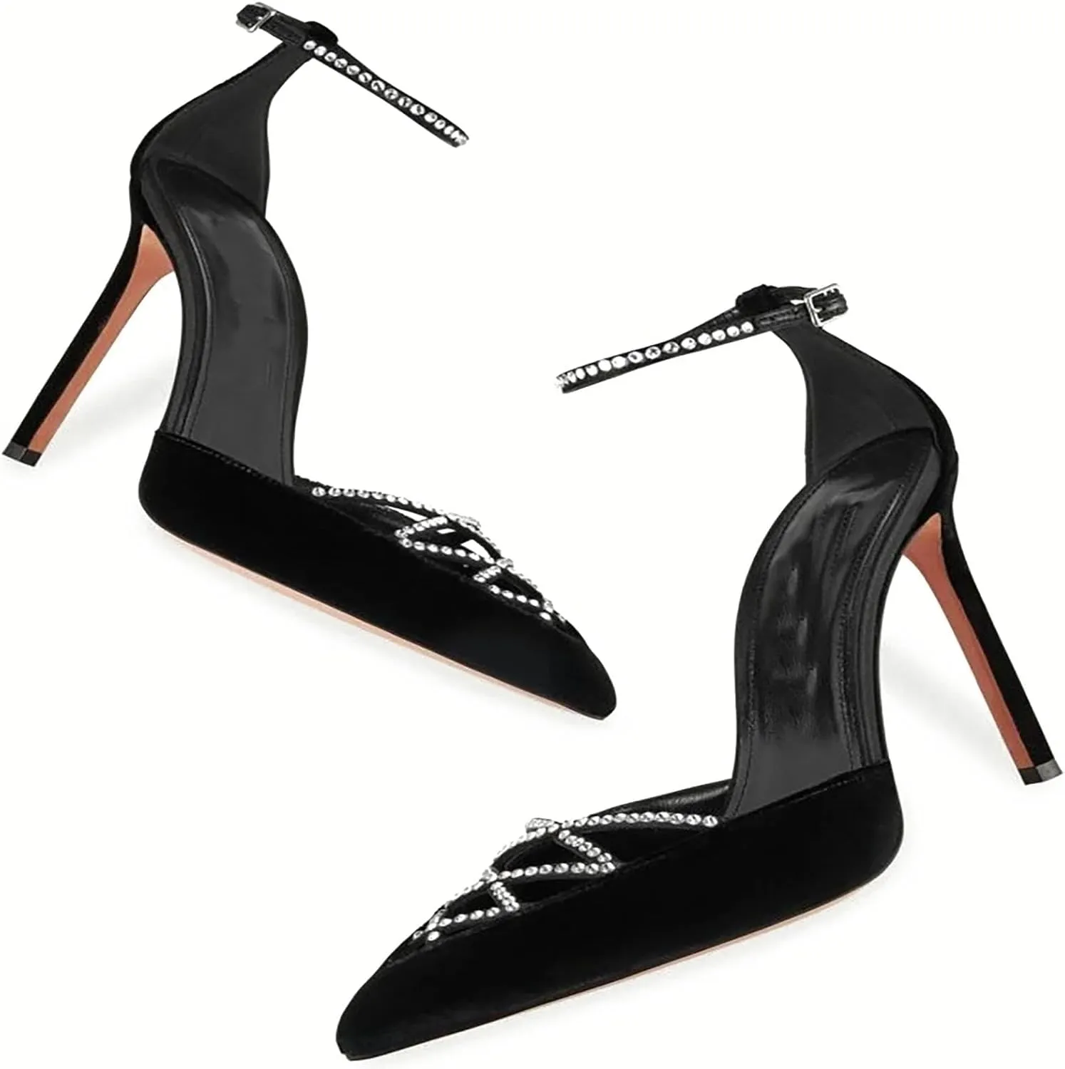 heelchic Women's Pointed Closed Toe High Heels Pumps, Slingback Kitten Ankle Strap Heels for Women, Comfortable Dress Wedding Party Sandal Shoes