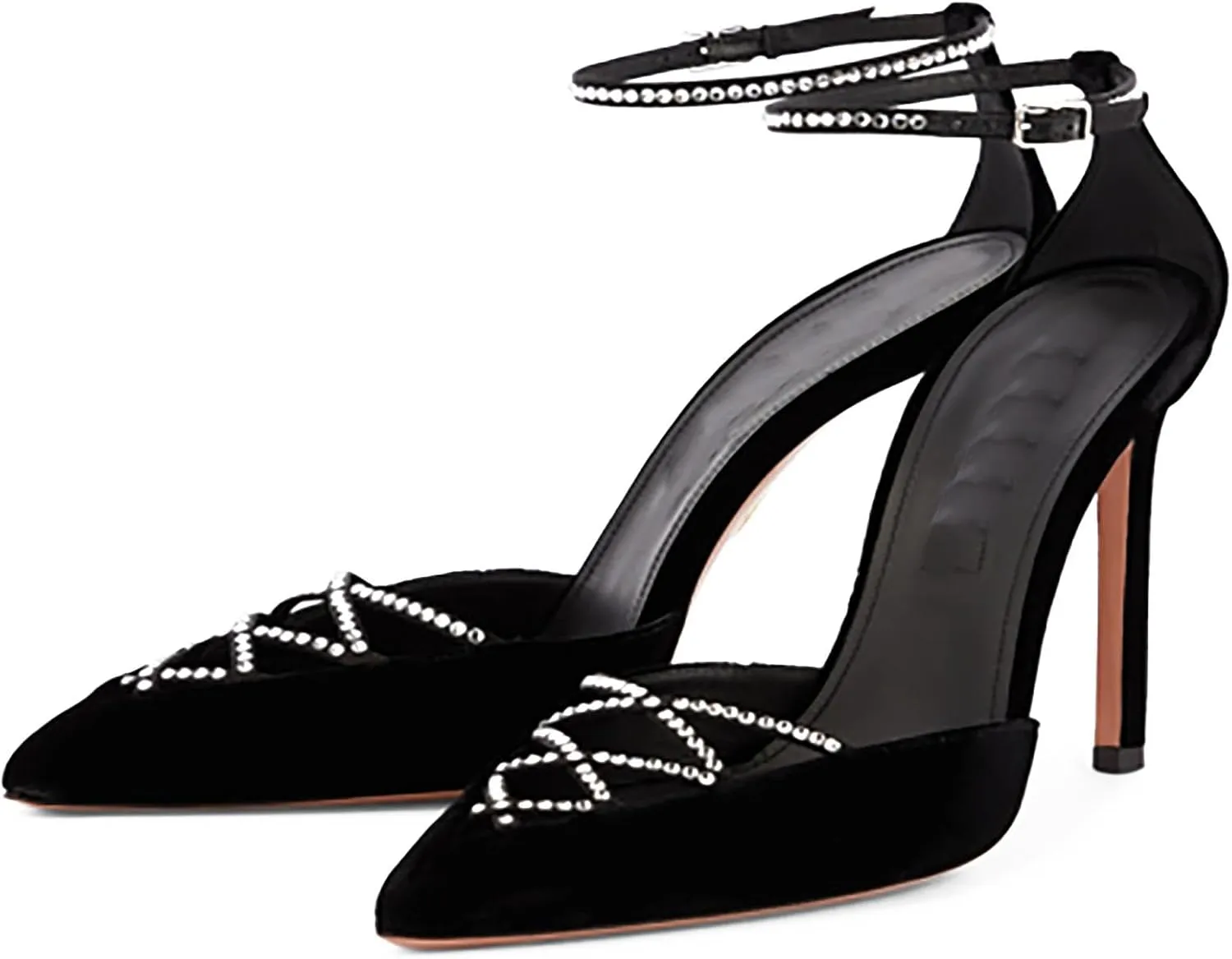heelchic Women's Pointed Closed Toe High Heels Pumps, Slingback Kitten Ankle Strap Heels for Women, Comfortable Dress Wedding Party Sandal Shoes
