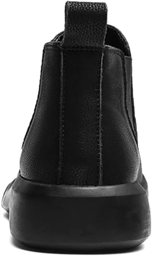 HOOENG Ankle Boots for Men Burnished Toe Elastic Bandage Cowhide Leather Non Slip Anti-Slip Wearable Waterproof Slip on Dress Formal