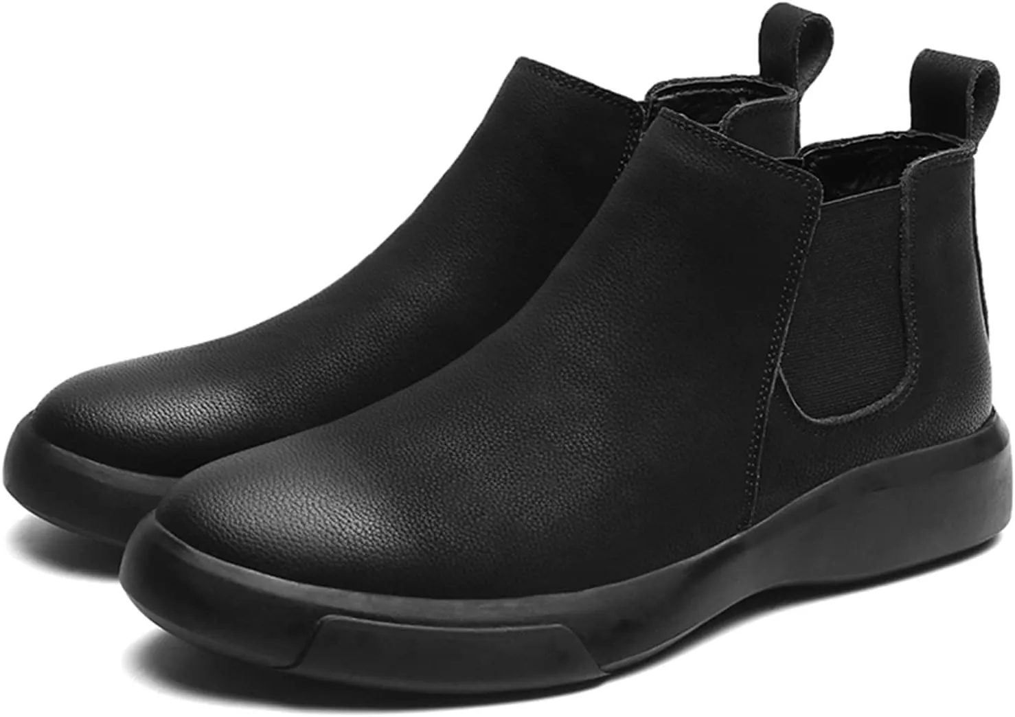 HOOENG Ankle Boots for Men Burnished Toe Elastic Bandage Cowhide Leather Non Slip Anti-Slip Wearable Waterproof Slip on Dress Formal