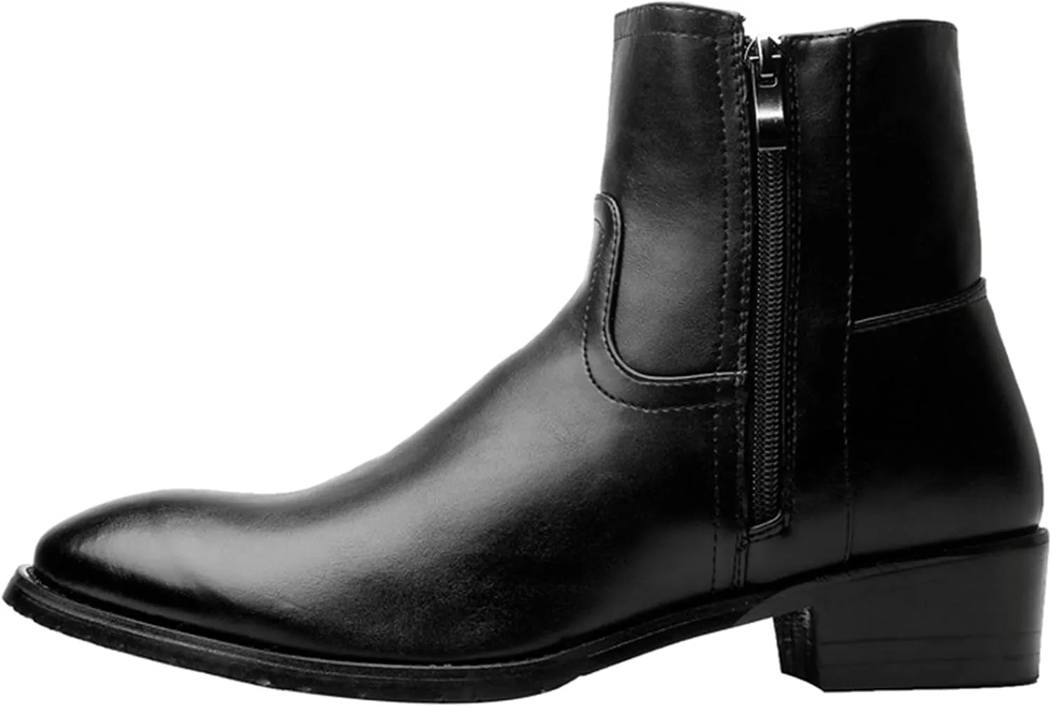 HOOENG Ankle Boots for Men Double Side Zip PU Waterproof Anti-Slip Non Slip Dress