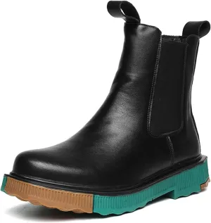 HOOENG Ankle Boots for Men High Top Elastic Bandage Color Bottom Height Increasing Elevator PU Wearable Waterproof Non Slip Dress Formal (Color : Black, Size : 7)