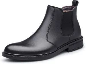 HOOENG Chelsea Boots for Men Elastic Bandage Vegan Leather Wearable Waterproof Slip on Anti-Slip Non Slip Casual Dress (Color : Black, Size : 7)