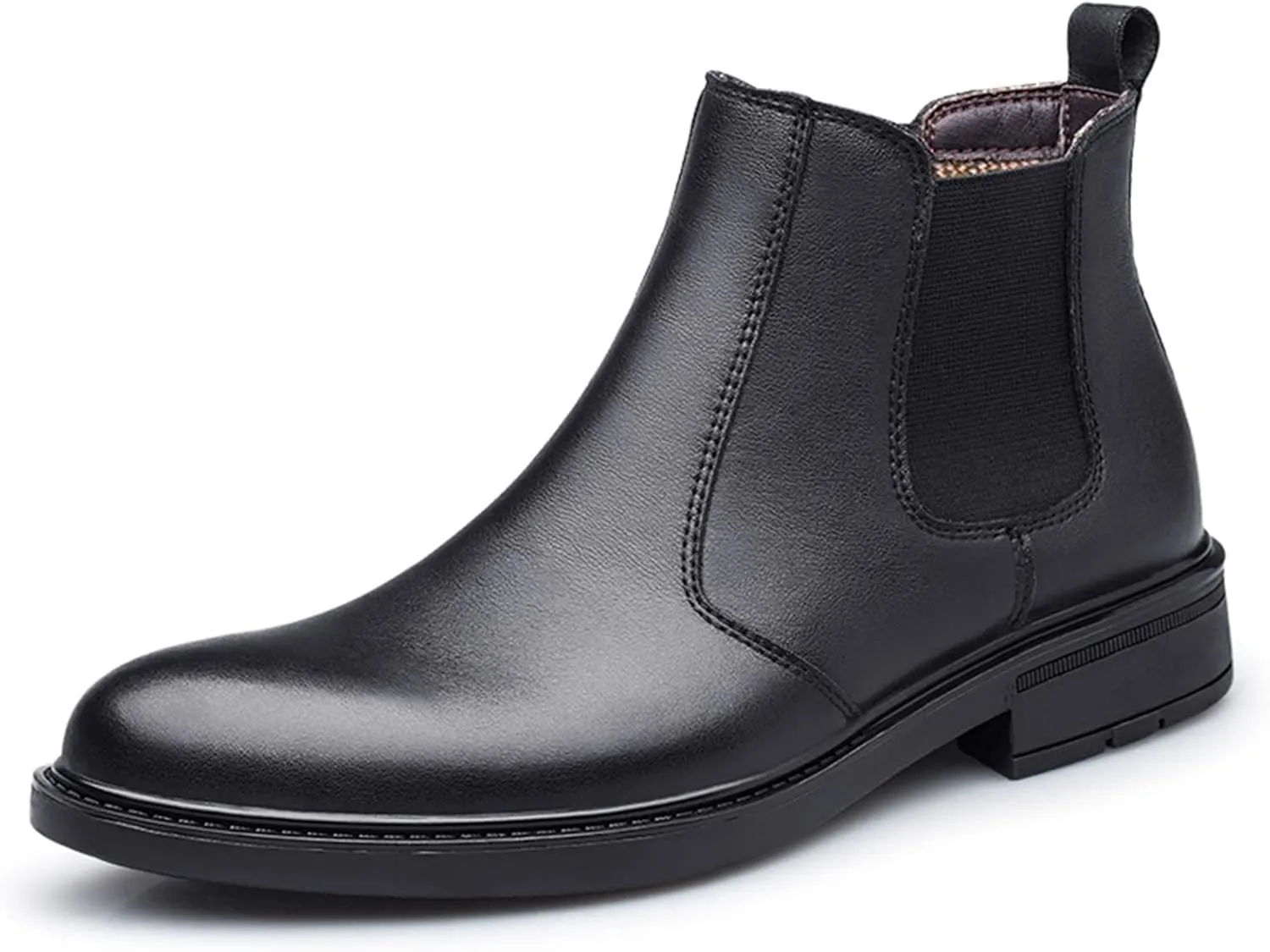 HOOENG Chelsea Boots for Men Elastic Bandage Vegan Leather Wearable Waterproof Slip on Anti-Slip Non Slip Casual Dress (Color : Black, Size : 7)