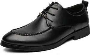 HOOENG Dress Oxford for Men Lace Up Apron Round Toe Derby Shoes Vegan Leather Non Slip Low Top Rubber Sole Block Heel Slip Resistant Wedding (Color : Black, Size : 6.5)