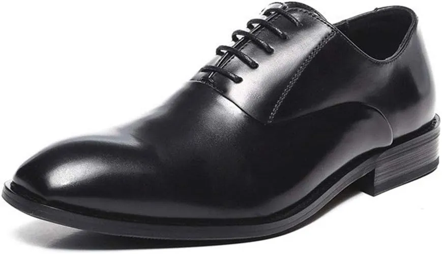 HOOENG Dress Oxford for Men Lace Up Round Snip Toe Vegan Leather Rubber Sole Non Slip Low Top Classic