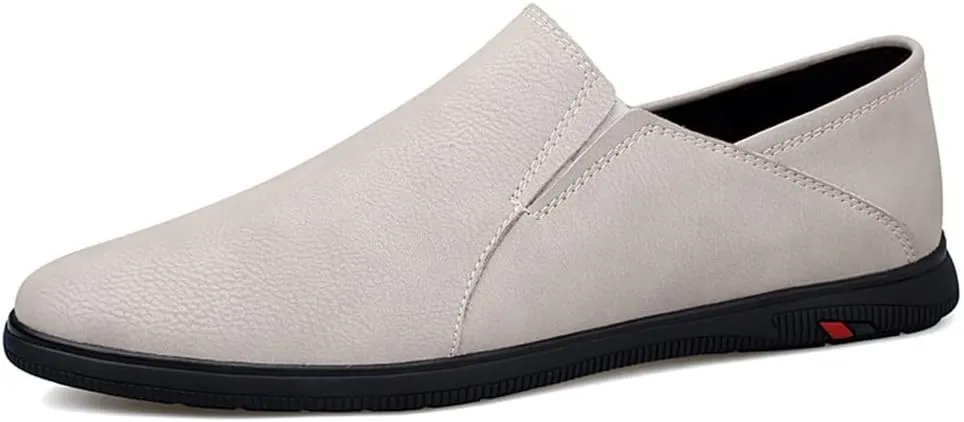 HOOENG Dress Oxford for Men Slip On Vegan Leather Solid Color Low Top Non Slip Resistant Block Heel Outdoor