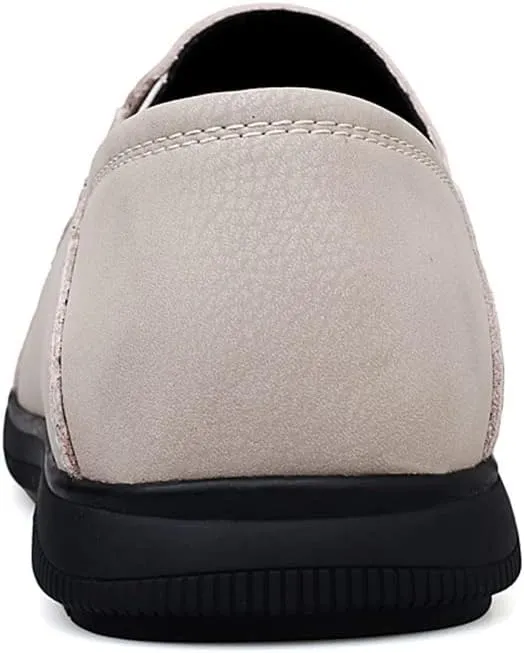 HOOENG Dress Oxford for Men Slip On Vegan Leather Solid Color Low Top Non Slip Resistant Block Heel Outdoor