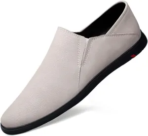 HOOENG Dress Oxford for Men Slip On Vegan Leather Solid Color Low Top Non Slip Resistant Block Heel Outdoor