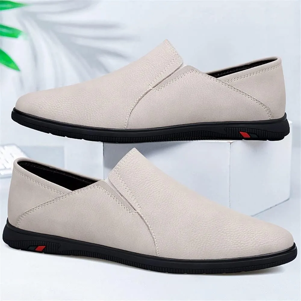 HOOENG Dress Oxford for Men Slip On Vegan Leather Solid Color Low Top Non Slip Resistant Block Heel Outdoor