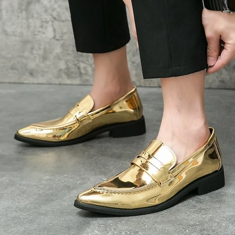 HOOENG Dress Oxford Formal Shoes for Men Slip On Pointed Toe Vegan Leather Apron Toe Penny Loafer Anti-Slip Non Slip Low Top Block Heel Working
