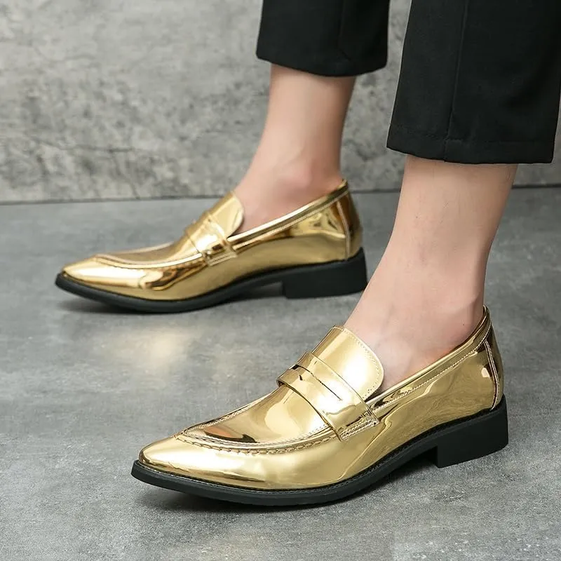 HOOENG Dress Oxford Formal Shoes for Men Slip On Pointed Toe Vegan Leather Apron Toe Penny Loafer Anti-Slip Non Slip Low Top Block Heel Working