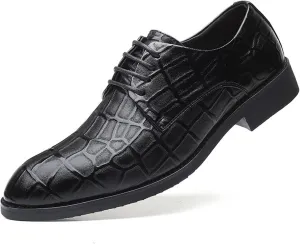 HOOENG Formal Oxford Shoes for Men Lace Up Round Toe Derby Shoes Vegan Leather Anti-Slip Block Heel Non Slip Party (Color : Black, Size : 10)