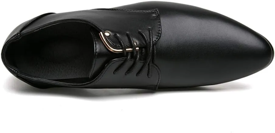HOOENG Formal Oxford Shoes for Men Lace Up Round Toe Derby Shoes Vegan Leather Rubber Sole Non Slip Resistant Block Heel Prom
