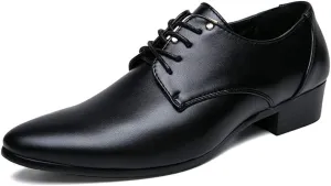 HOOENG Formal Oxford Shoes for Men Lace Up Round Toe Derby Shoes Vegan Leather Rubber Sole Non Slip Resistant Block Heel Prom