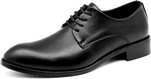 HOOENG Formal Shoes for Men Lace Up Round Toe Derby Shoes Vegan Leather Low Top Rubber Sole Slip Resistant Business (Color : Black, Size : 10)