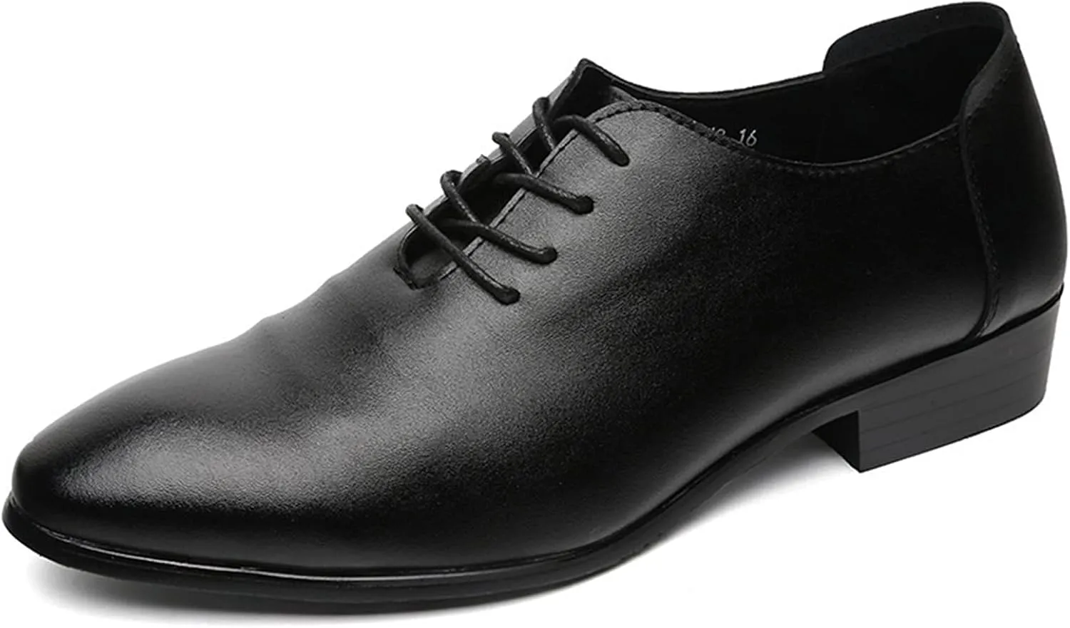 HOOENG Formal Shoes for Men Lace Up Round Toe Vegan Leather Block Heel Rubber Sole Anti-Slip Non Slip Low Top Classic