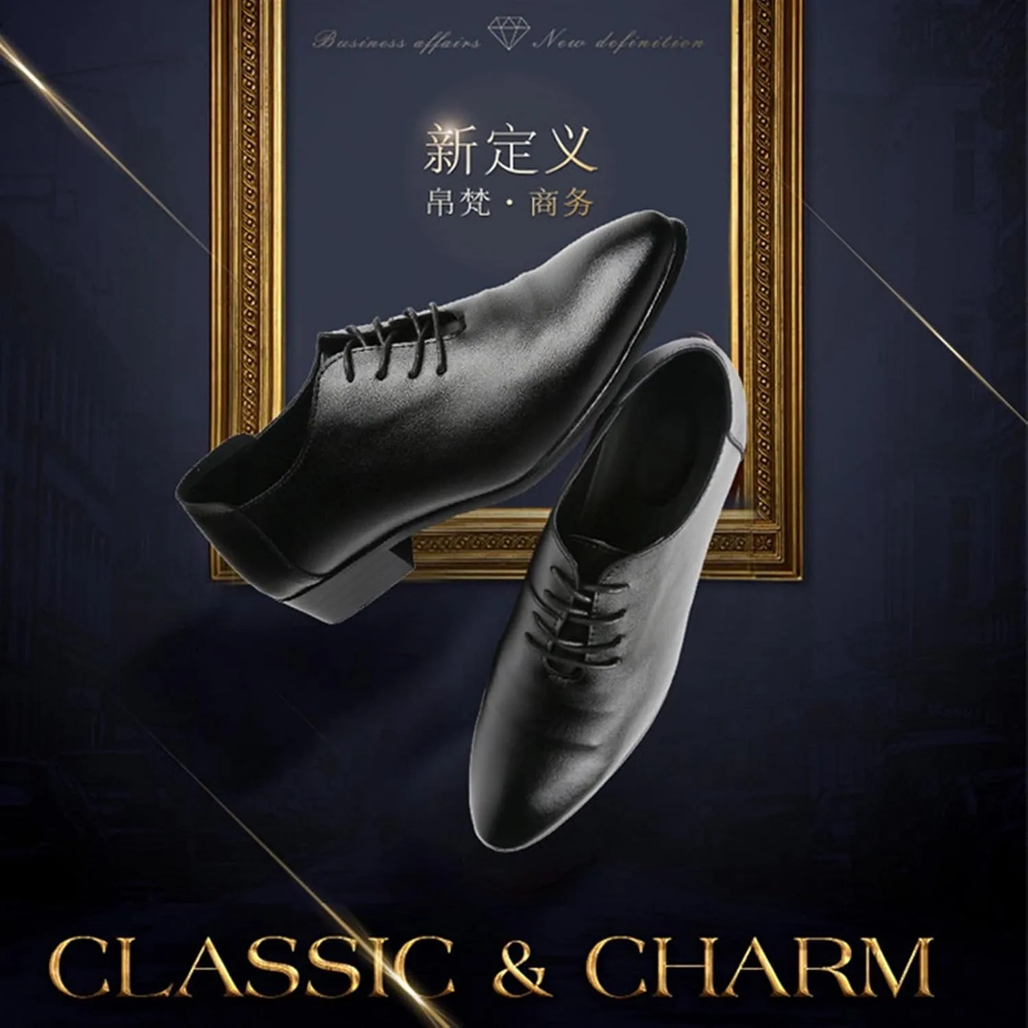 HOOENG Formal Shoes for Men Lace Up Round Toe Vegan Leather Block Heel Rubber Sole Anti-Slip Non Slip Low Top Classic