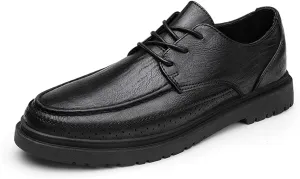 HOOENG Oxford Shoes for Men Lace Up Apron Toe Round Toe Derby Shoes Vegan Leather Anti-Slip Low Top Non Slip Classic
