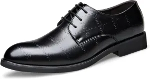 HOOENG Oxford Shoes for Men Lace Up Floral Derby Shoes Round Toe Vegan Leather Block Heel Non Slip Resistant Anti-Slip Prom (Color : Black, Size : 9)